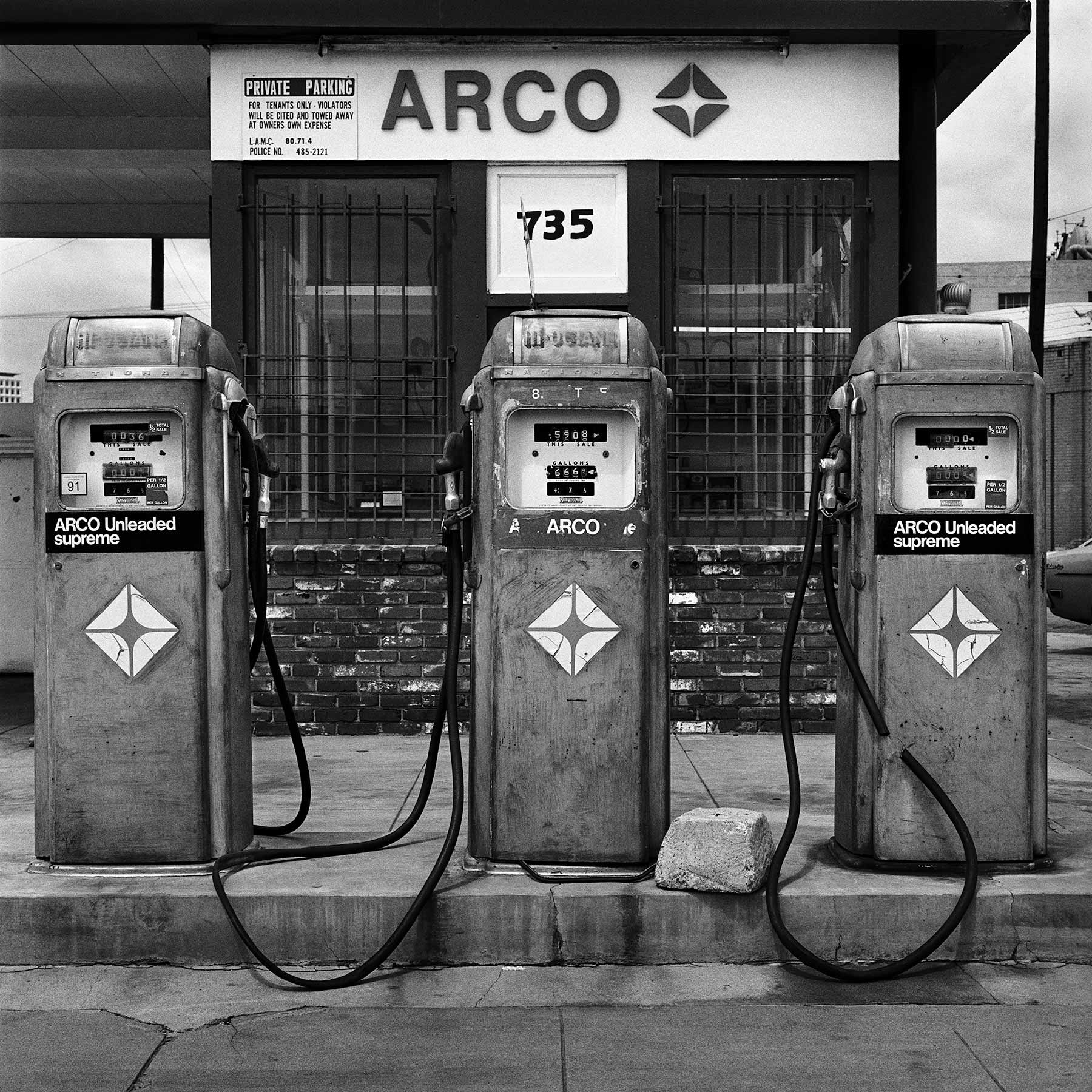 Looted gas station – Arts District, Los Angeles, California, 1983