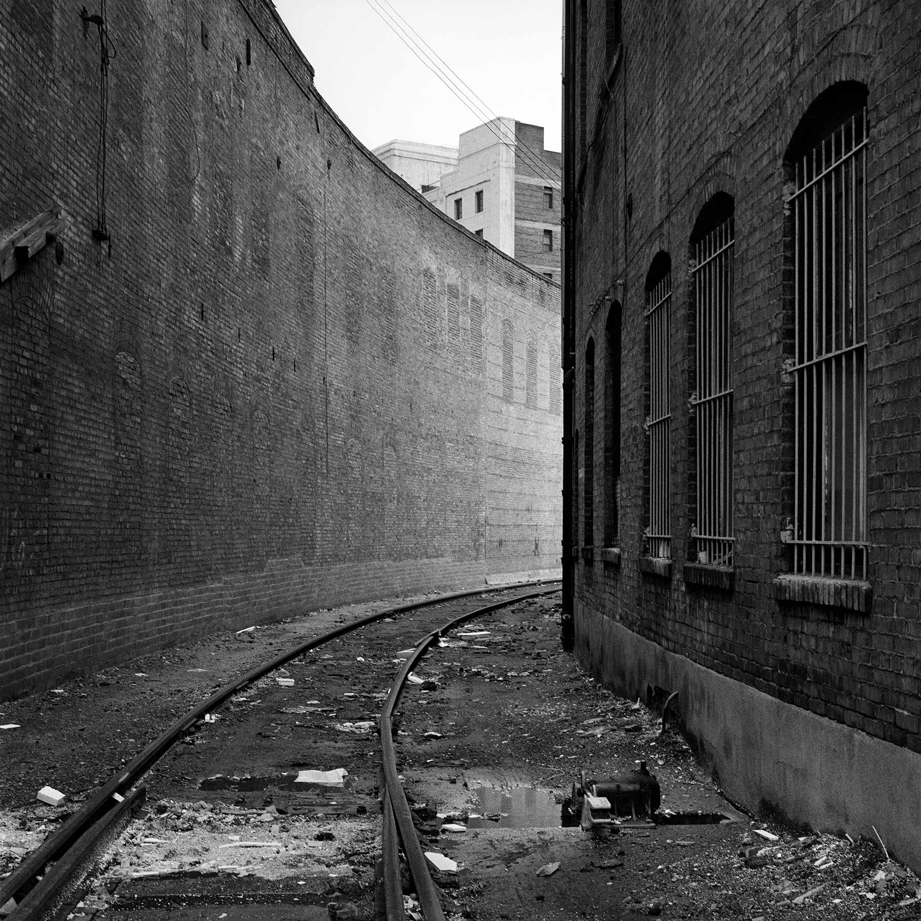 Curved railway track – Arts District, Los Angeles, California, 1983