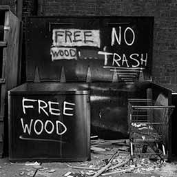Free wood and shopping cart – Oakland, California, 1985